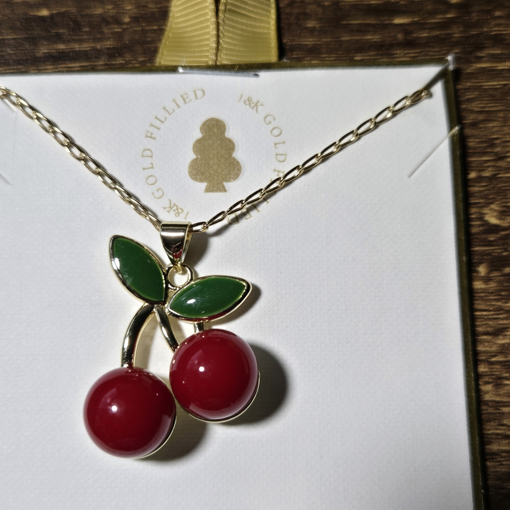 Elegant Gold Cherry‎ Pendant Necklace